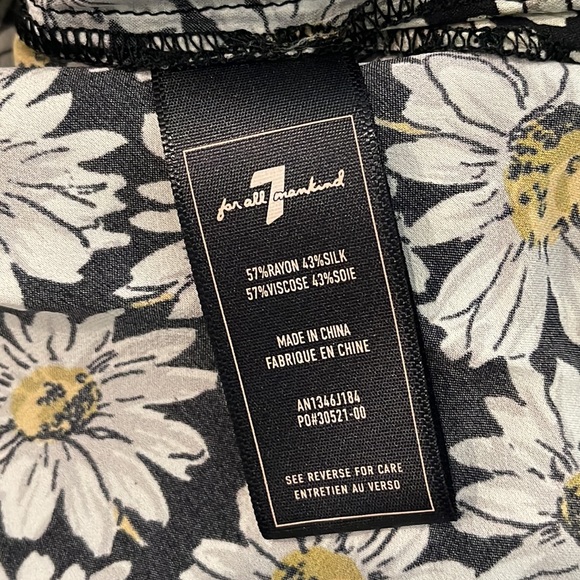 7 for all mankind CROSS STRAP BLOUSE top IN DAISY PRINT sz small off shoulder - Picture 7 of 7